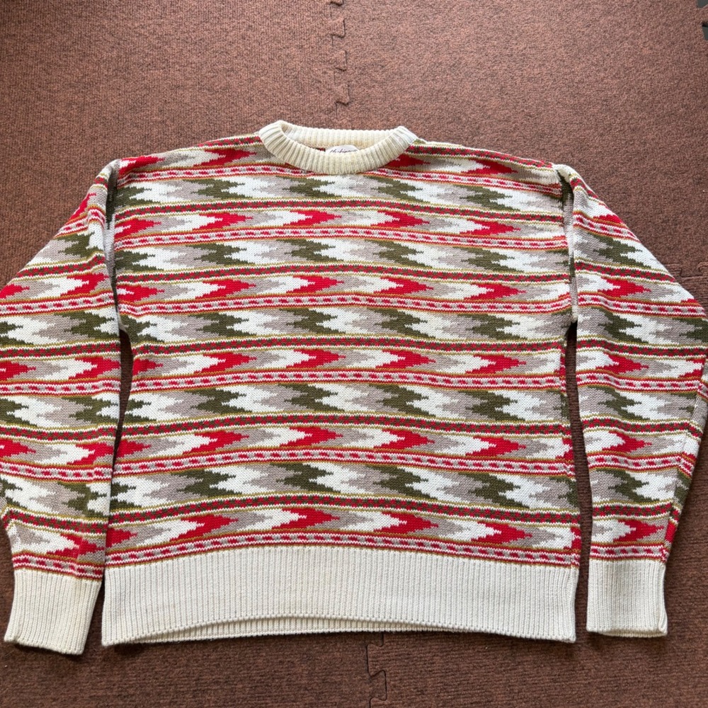Vintage Mackinaw Woolens Mens L Cotton Southwestern Geometric Sweater USA Made